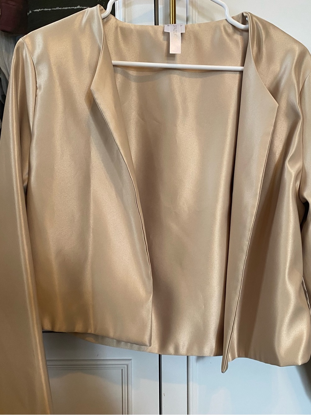 Womens Satin Open-Front Blazer Jacket - Champagne